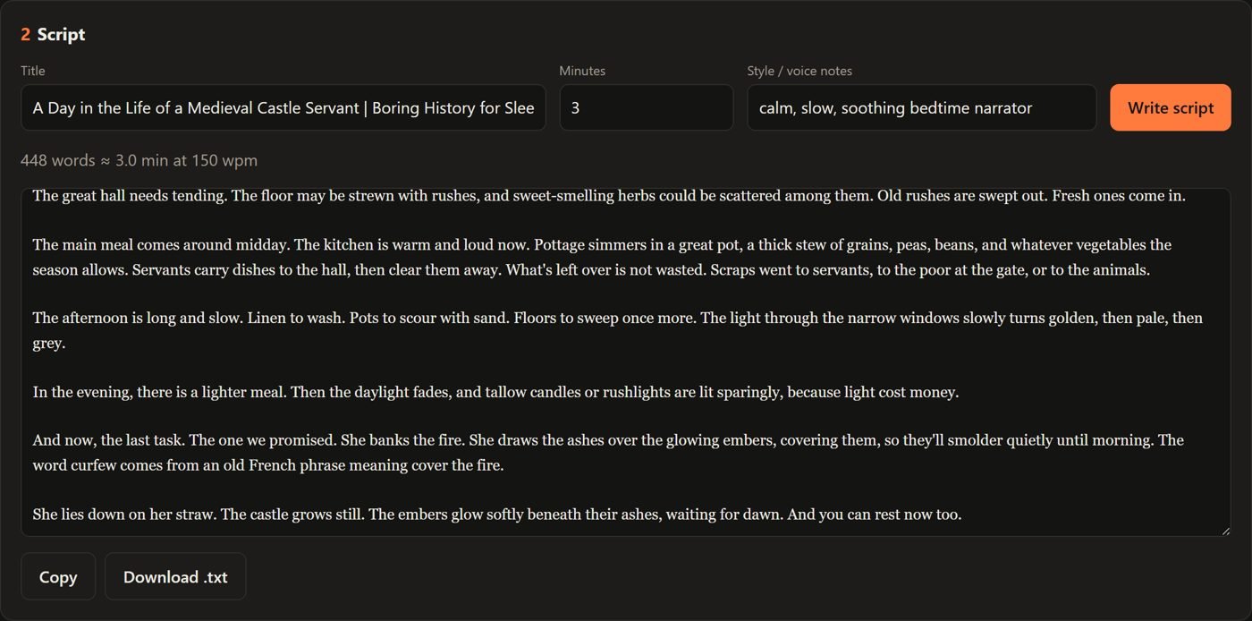 A finished history-for-sleep script